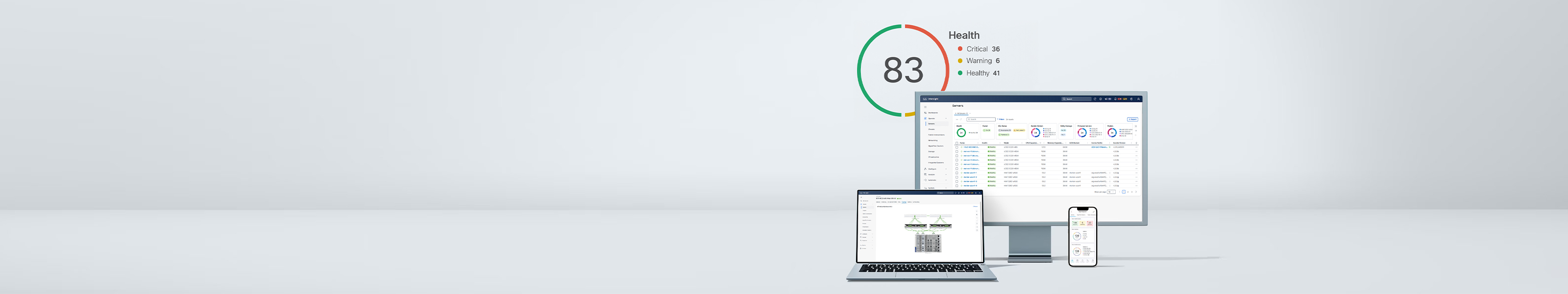 Cisco Intersight IT operations platform displayed on desktop, laptop and phone