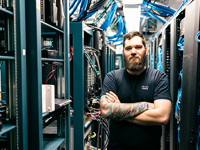 Image of a man in a data center